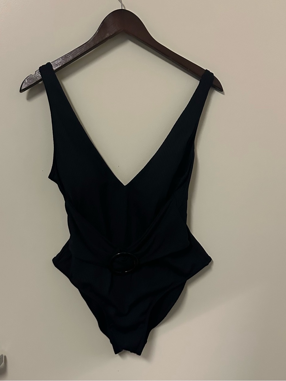 Summersalt The Ribbed Belted Backflip V-Neck One Piece Size 10 Black - Picture 2 of 9